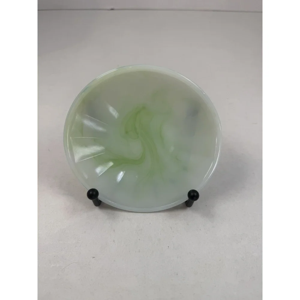 Akro Agate Green White Slag Childs Miniature Tea Set 4 1/4